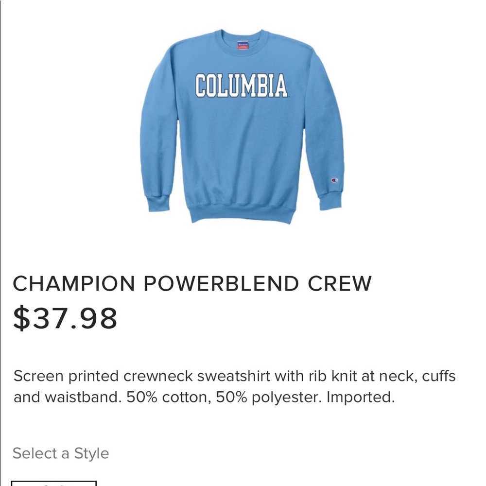 COLUMBIA UNI CREWNECK